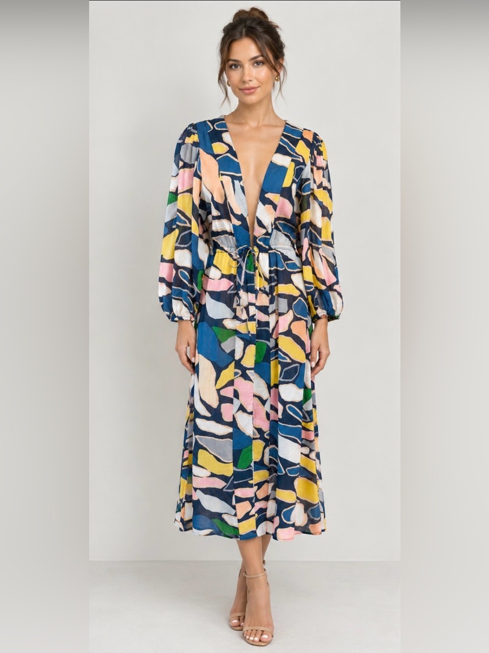 True Destinations Multicolor Abstract Resort Kimono
